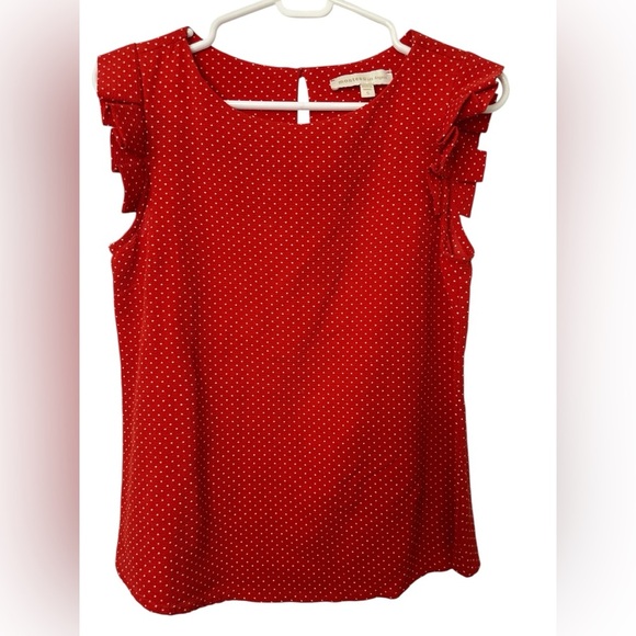Monteau Red and White Flutter Sleeve Blouse - Picture 1 of 6